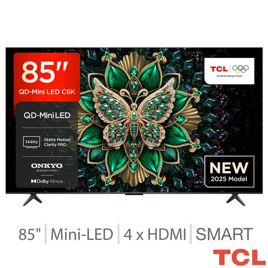 TCL 85C6K 85 Inch Mini LED Smart TV 5-Year Warranty