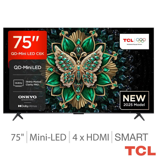 TCL 75C6K 75 Inch Mini LED Smart TV 5-Year Warranty
