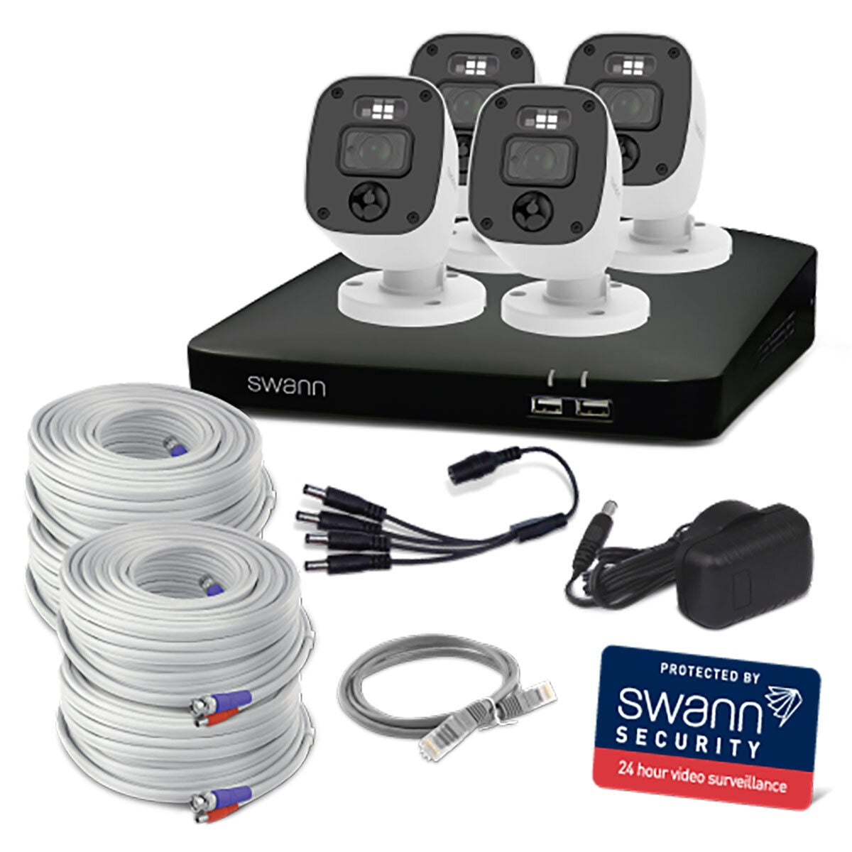 Swann 4MP (2K) DVR 8 x Channel / 4 x PRO-2KMQB Bullet Cameras with 1TB HDD