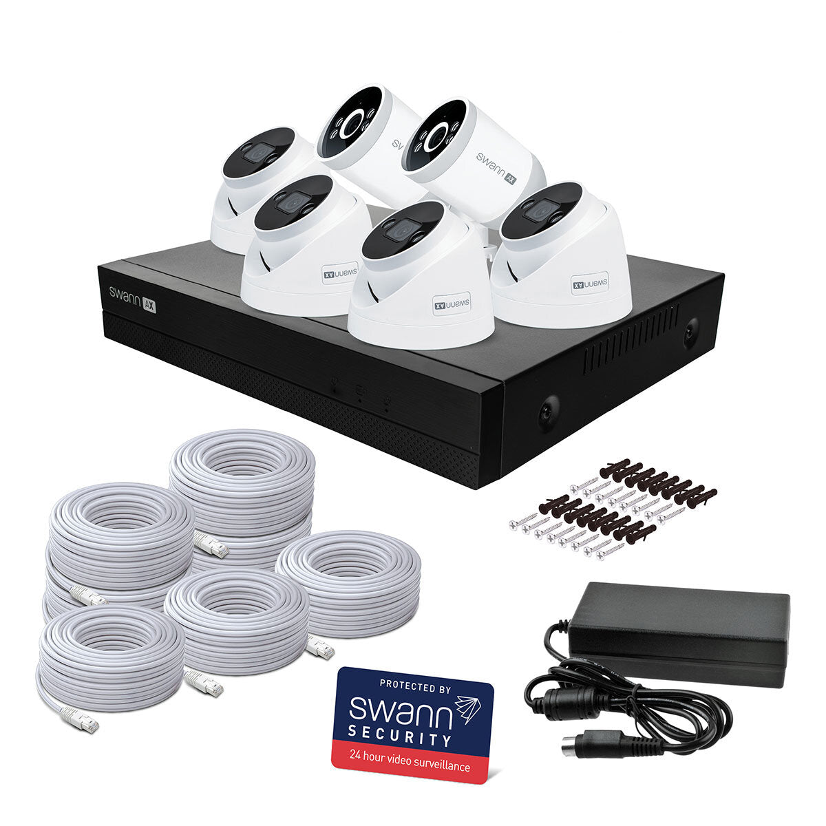Swann 4K Network Video Recorder 1TB 8x Channel / 4x Dome Cameras & 2x Bullet Cam