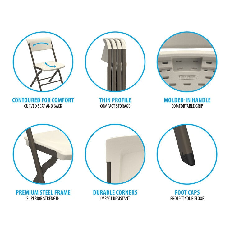 Lifetime Bypass Commercial Grade Folding Chairs, 4 Pack