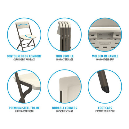 Lifetime Bypass Commercial Grade Folding Chairs, 4 Pack