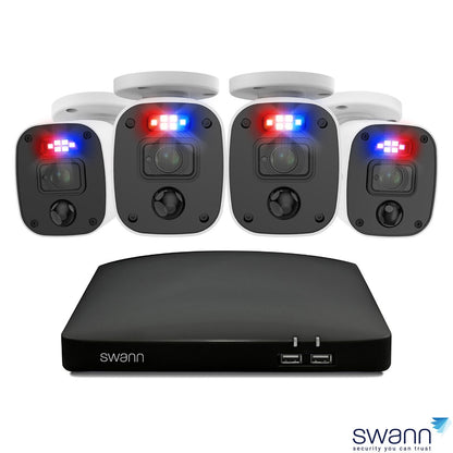 Swann 4MP (2K) DVR 8 x Channel / 4 x PRO-2KMQB Bullet Cameras with 1TB HDD