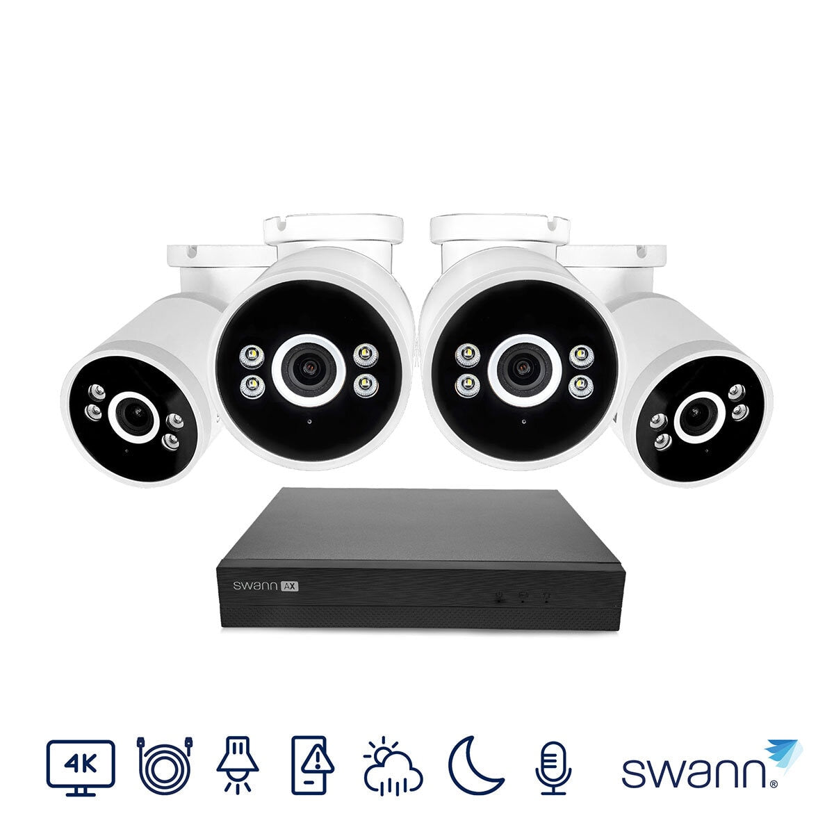 Swann 4K NVR 8 x Channel / 4 x NHD-ADVANXB Bullet Cameras with 1TB HDD
