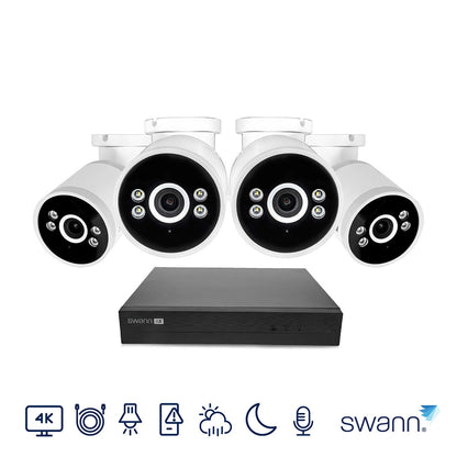Swann 4K NVR 8 x Channel / 4 x NHD-ADVANXB Bullet Cameras with 1TB HDD