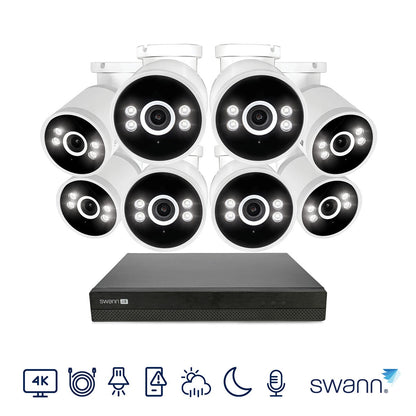 Swann 4K NVR 16 x Channel / 8 x NHD-ADVANXB Bullet Cameras with 2TB HDD