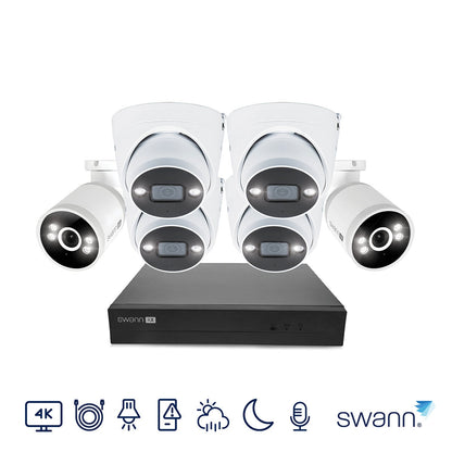 Swann 4K Network Video Recorder 1TB 8x Channel / 4x Dome Cameras & 2x Bullet Cam
