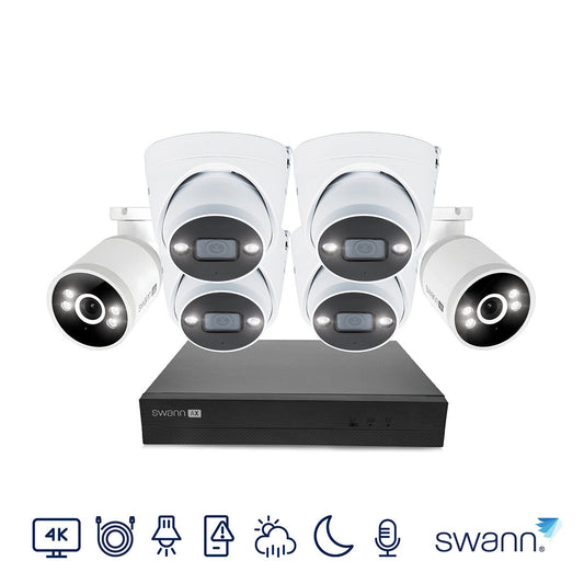 Swann 4K Network Video Recorder 1TB 8x Channel / 4x Dome Cameras & 2x Bullet Cam