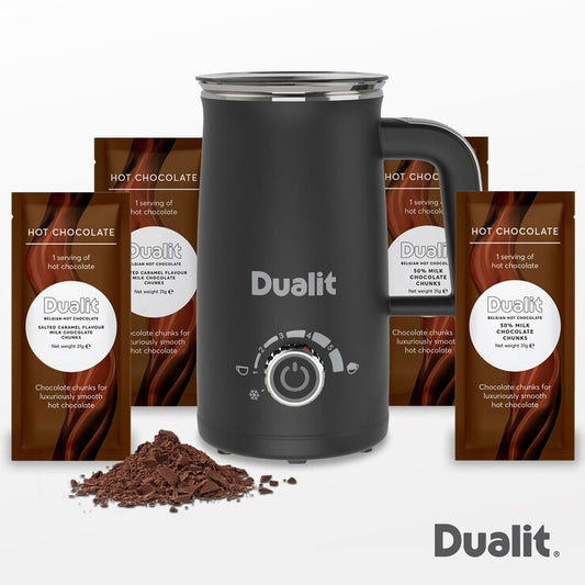 Dualit Milk Frother Max with 4x Single Serve Belgian Chocolate Sachets