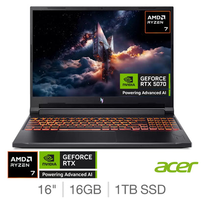 Acer Nitro V16 AI Gaming Laptop 16 Inch AMD Ryzen 7 16GB 1TB GeForce RTX 5070