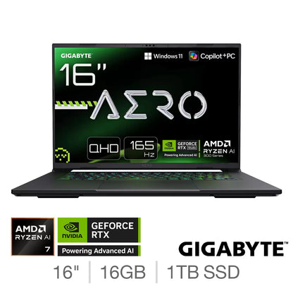 Gigabyte AERO X16 Gaming Laptop 16 Inch AMD Ryzen AI 7 16GB 1TB GeForce RTX 5060