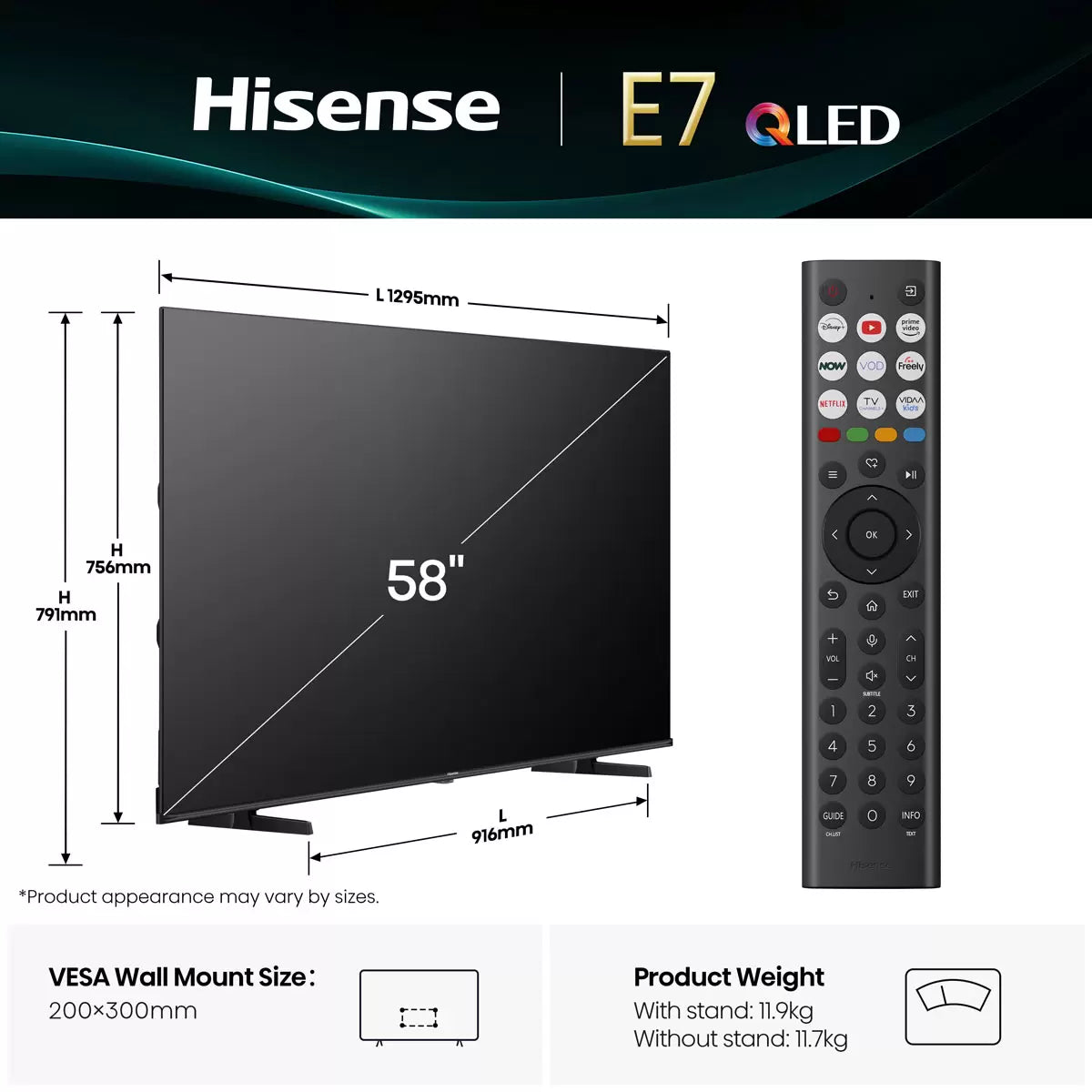 Hisense 58E7QTUK 58 Inch QLED HD Smart TV 5-Year Warranty