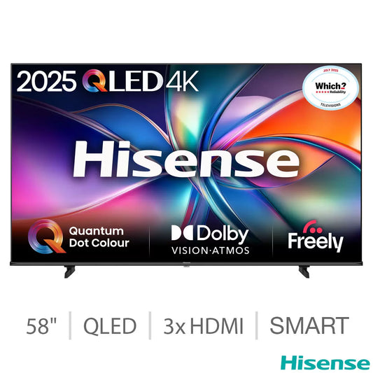 Hisense 58E7QTUK 58 Inch QLED HD Smart TV 5-Year Warranty