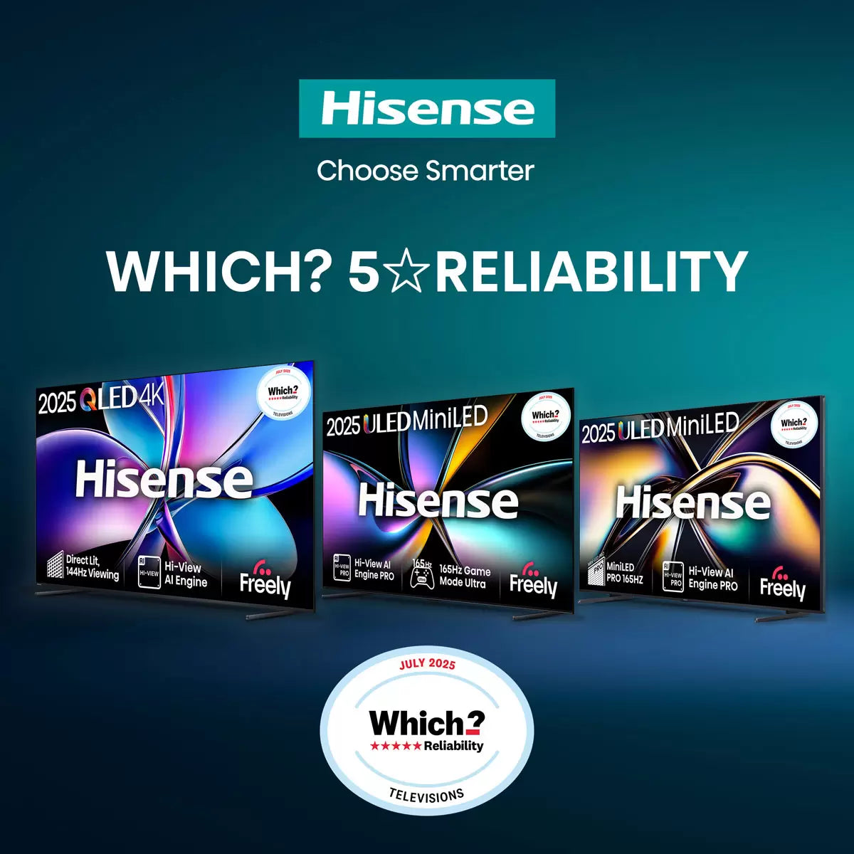 Hisense 58E7QTUK 58 Inch QLED HD Smart TV 5-Year Warranty
