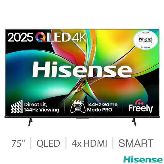 Hisense 75E78QTUK PRO 75 Inch QLED HD Smart TV 5-Year Warranty