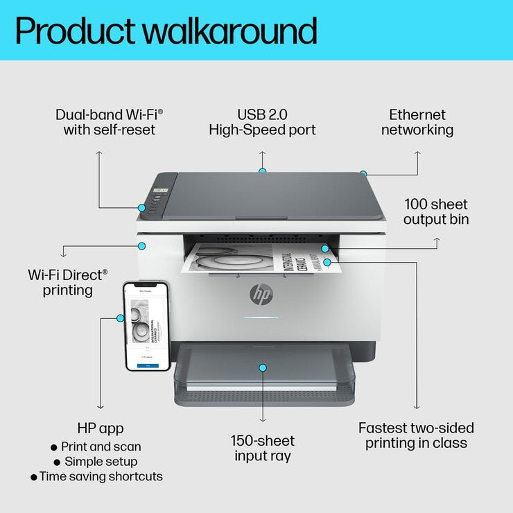 HP LaserJet Black & White Multifunction Wireless Printer, M234DW
