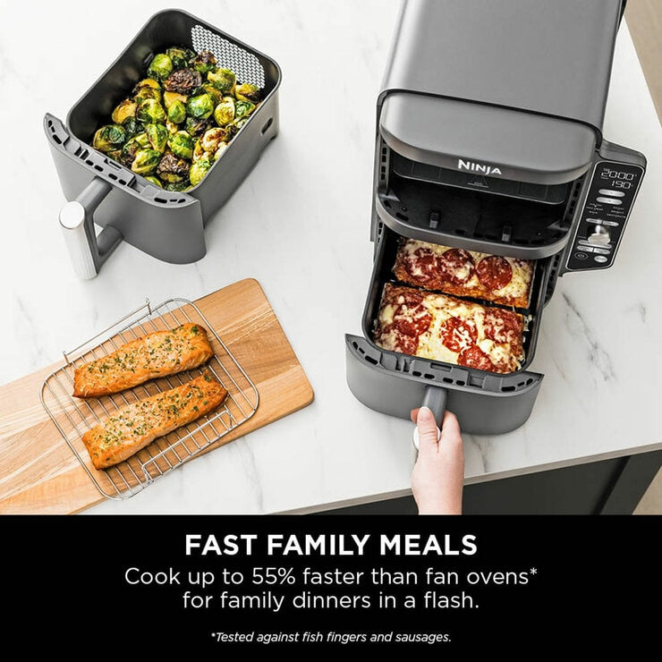 Ninja SL400UK Double Stack XL 9.5L Air Fryer in Silver