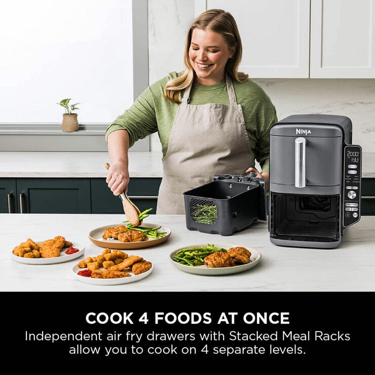 Ninja SL400UK Double Stack XL 9.5L Air Fryer in Silver