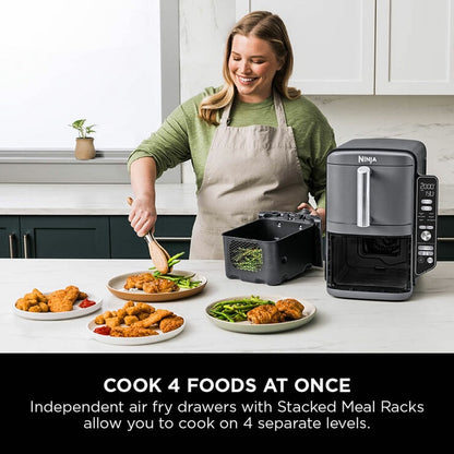 Ninja SL400UK Double Stack XL 9.5L Air Fryer in Silver