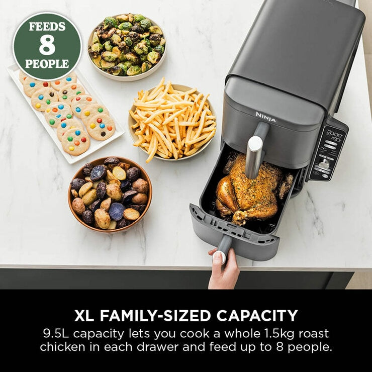 Ninja SL400UK Double Stack XL 9.5L Air Fryer in Silver