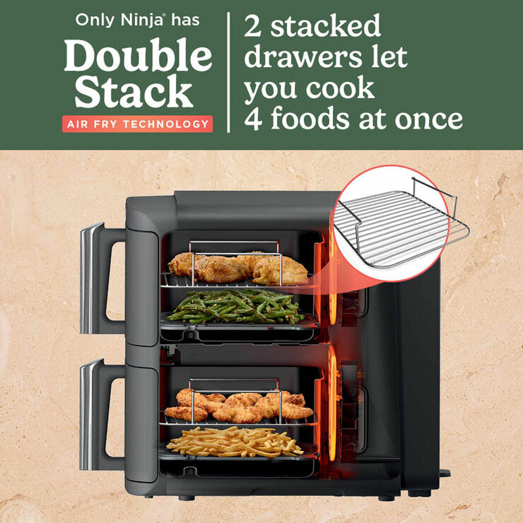 Ninja SL400UK Double Stack XL 9.5L Air Fryer in Silver