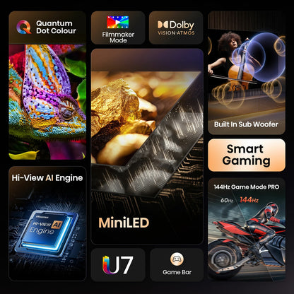 Hisense 75U7QTUK 75 Inch Mini LED HD Smart TV