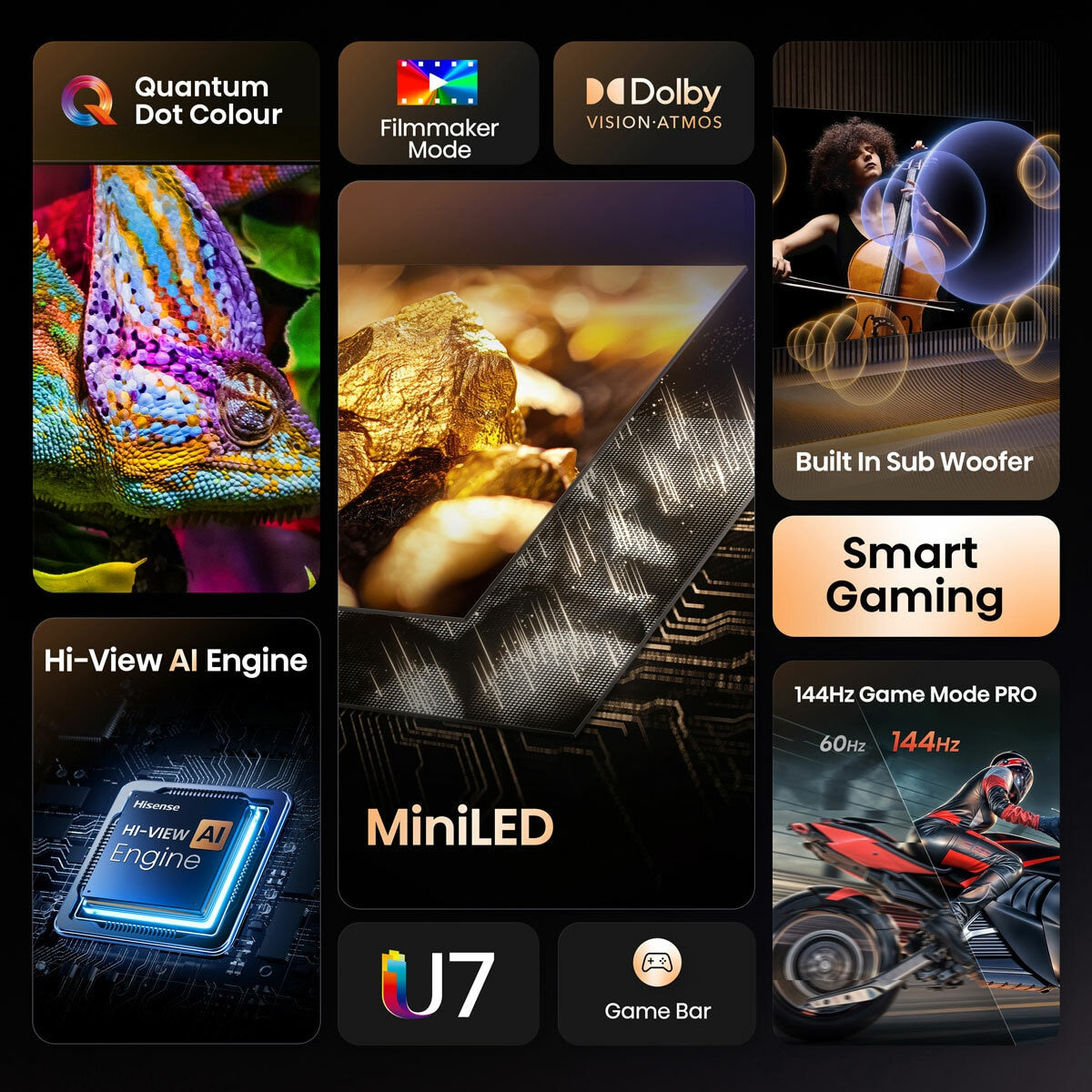 Hisense 65U7QTUK 65 Inch Mini LED HD Smart TV