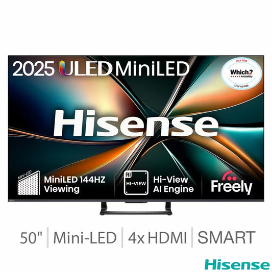 Hisense 50U7QTUK 50 Inch Mini LED HD Smart TV 5-Year Warranty