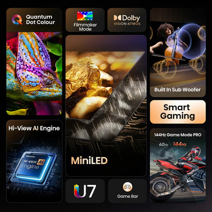 Hisense 50U7QTUK 50 Inch Mini LED HD Smart TV 5-Year Warranty