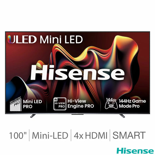 Hisense 100U7NQTUK 100 Inch Mini-LED 4K UHD Smart TV 5-Year Warranty