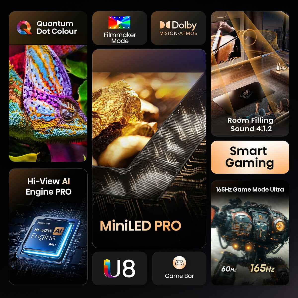 Hisense 75U8QTUK 75 Inch Mini LED HD Smart TV