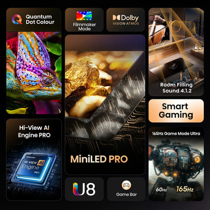 Hisense 65U8QTUK 65 Inch Mini LED HD Smart TV