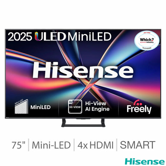 Hisense 75E8QTUK 75 Inch Mini LED HD Smart TV 5-Year Warranty
