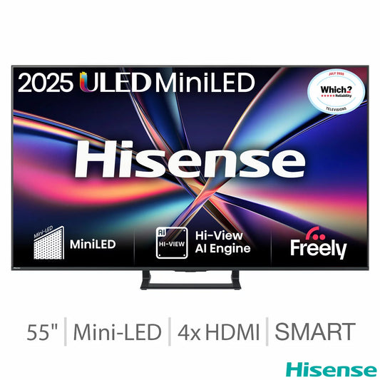 Hisense 55E8QTUK 55 Inch Mini LED HD Smart TV 5-Year Warranty