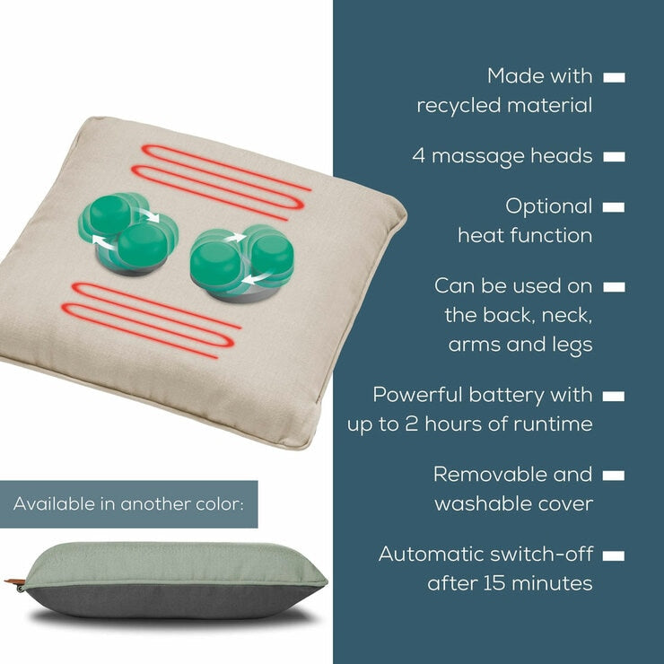 Beurer Cordless Mint Green Heated Massage Cushion