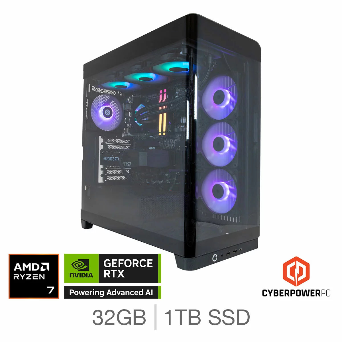 CyberPower AMD Ryzen 7 32GB RAM 1TB SSD NVIDIA GeForce RTX 5070 Gaming PC