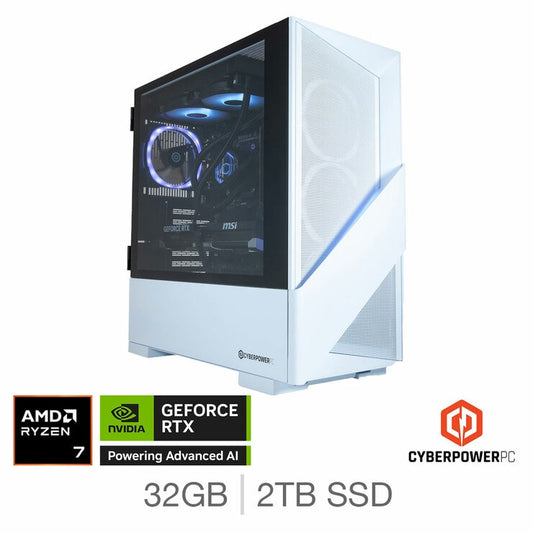 CyberPower Gaming Desktop PC, AMD Ryzen 7, 32GB, 2TB, NVIDIA GeForce RTX 5070 Ti