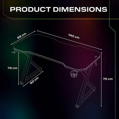 X Rocker Pulsar Max RGB Gaming Desk with LED Lights