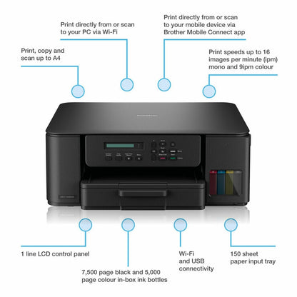 Brother 3-in-1 compact inktank printer, DCP-T580DW
