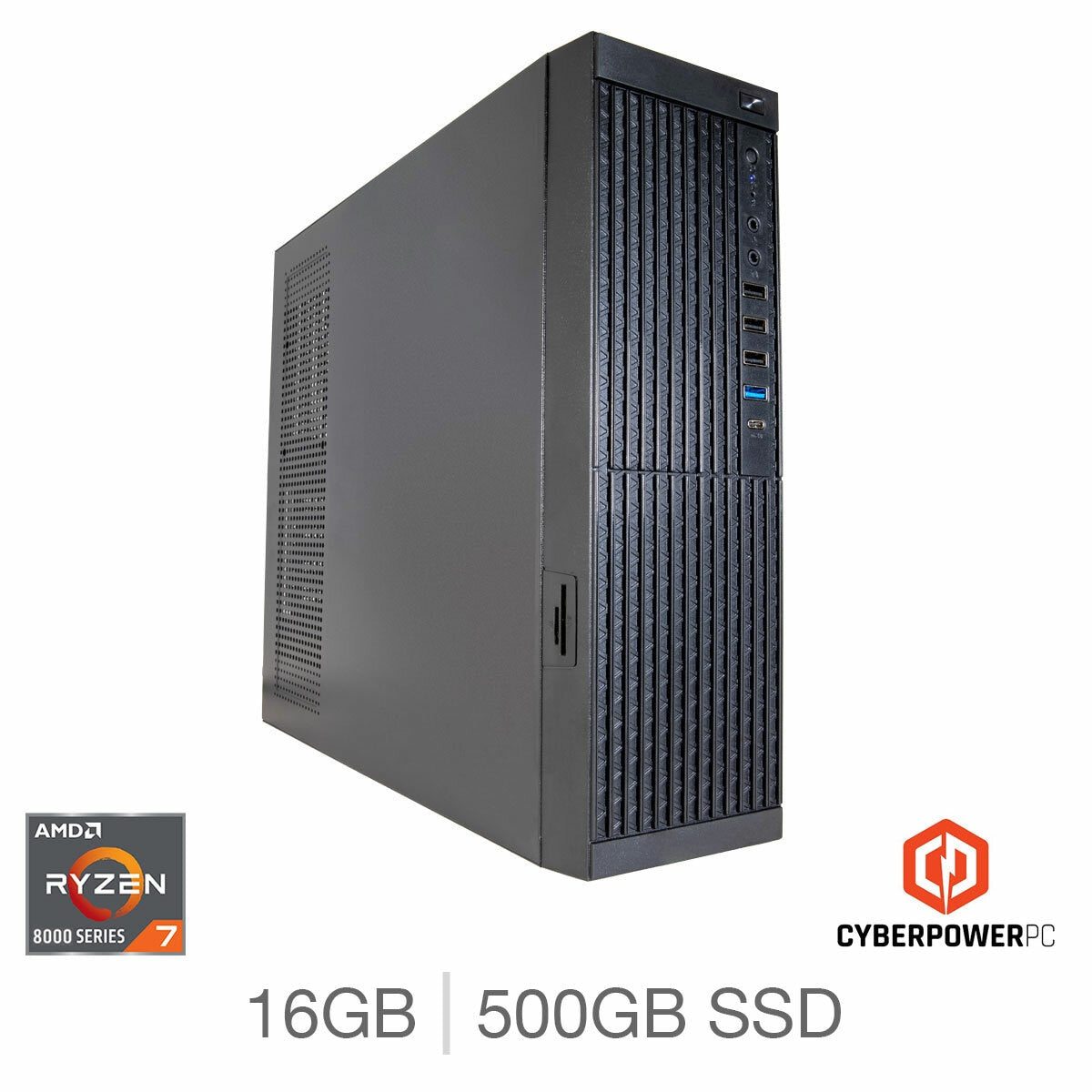 CyberPower Desktop PC, AMD Ryzen 7, 16GB RAM, 500GB SSD
