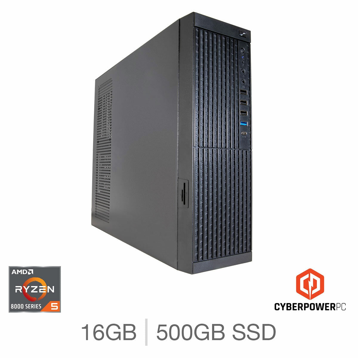 CyberPower Desktop PC, AMD Ryzen 5, 16GB RAM, 500GB SSD