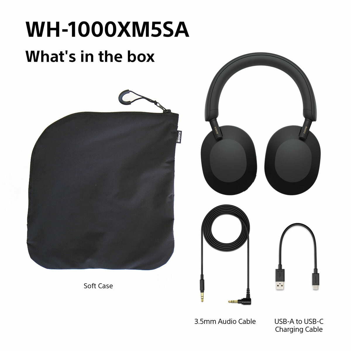 Sony WH-1000XM5SA Over-Ear Wireless Headphones in Black