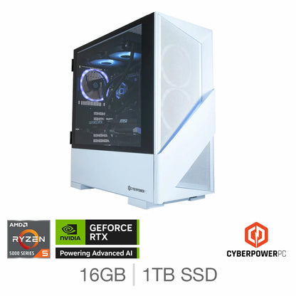 CyberPower Gaming Desktop PC, AMD Ryzen 5, 16GB RAM, 1TB SSD, NVIDIA RTX 5060