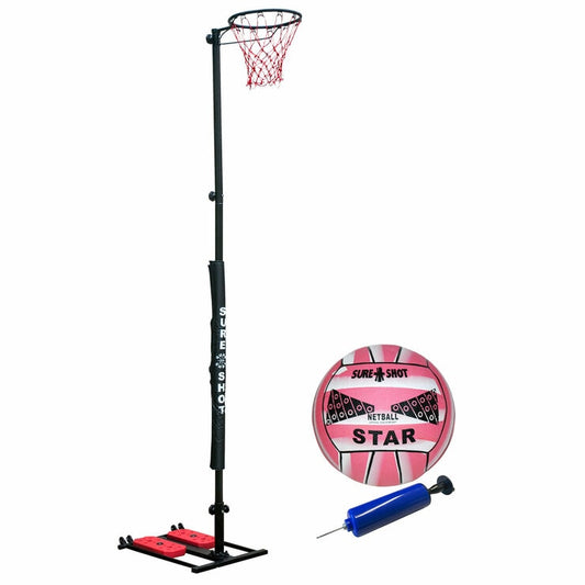 Sure Shot 10ft Easistore Netball Goal in Black & Red with Padding