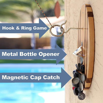 Vivere Hook and Ring Game with Bottle Opener & Magnetic Cap Catch (2 Pack)