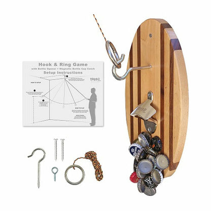 Vivere Hook and Ring Game with Bottle Opener & Magnetic Cap Catch (2 Pack)