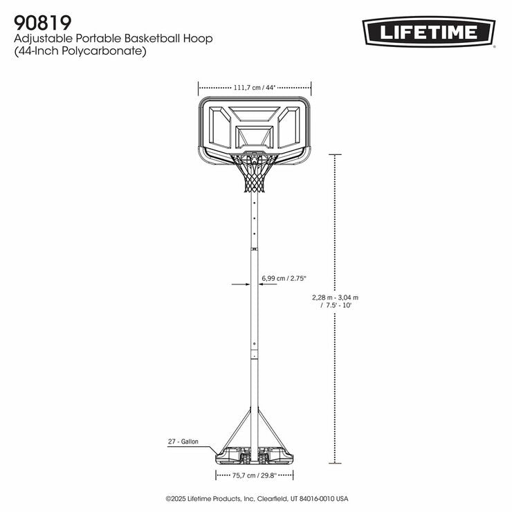 Lifetime 44 Inch (111 cm) Portable Basketball Hoop
