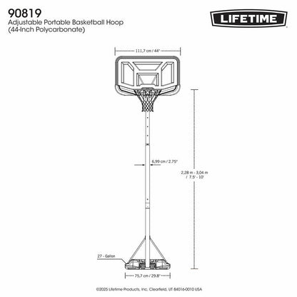 Lifetime 44 Inch (111 cm) Portable Basketball Hoop