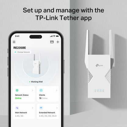 TP-Link RE235BE Dual-band WiFi 7 Range Extender, BE3600