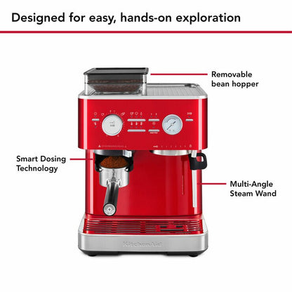 KitchenAid Semi Auto Espresso Machine With Burr Grinder, 5KES6551BCA